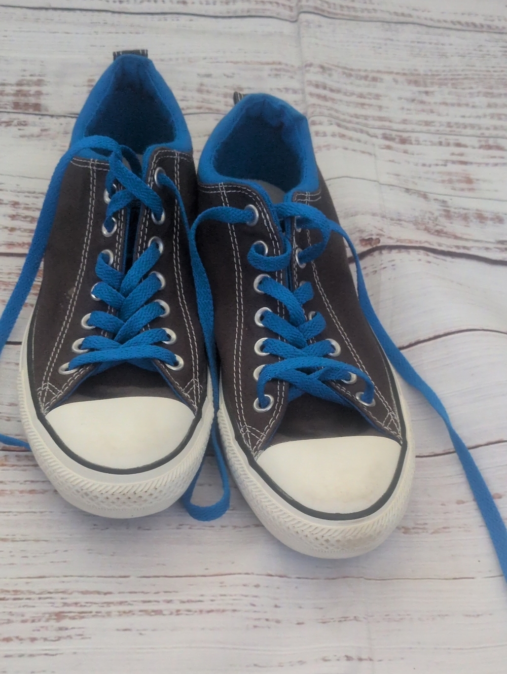Converse Kids Black Canvas Sneakers with Blue Laces